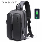 BANGE New Fashion Trend Leisure Outdoor Technology USB Cool Shoulder Bag Chest Bag for Men